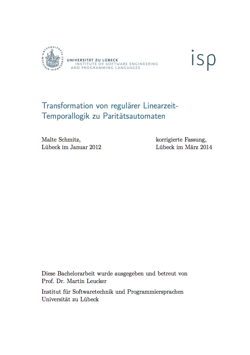 Transformation von regulärer Linearzeit-Temporallogik zu Paritätsautomaten